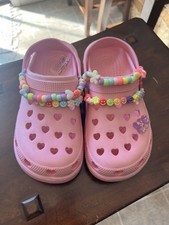 Pink Clogs With Jewel Chains. Kids Size 3