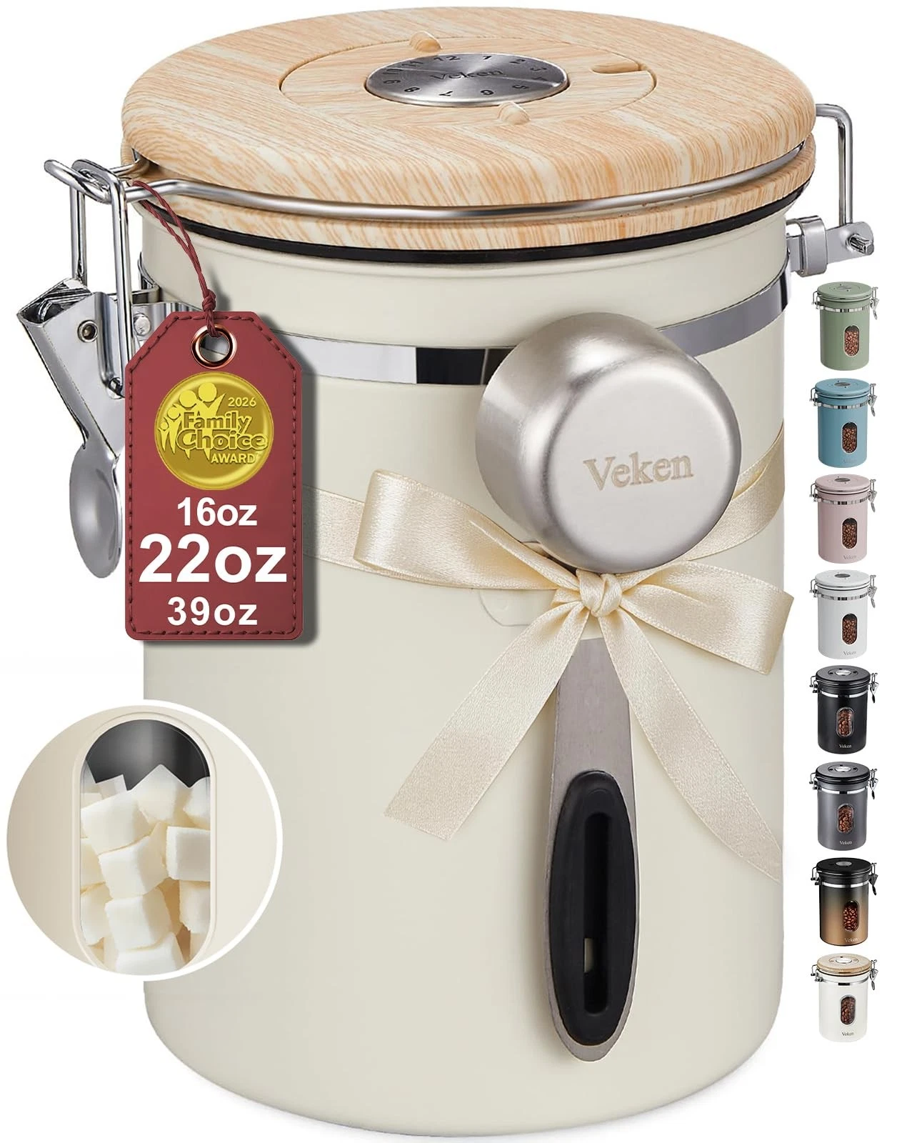 Coffee Sugar Canister with Window, Mothers Day Gifts For Women,Airtight Stain...