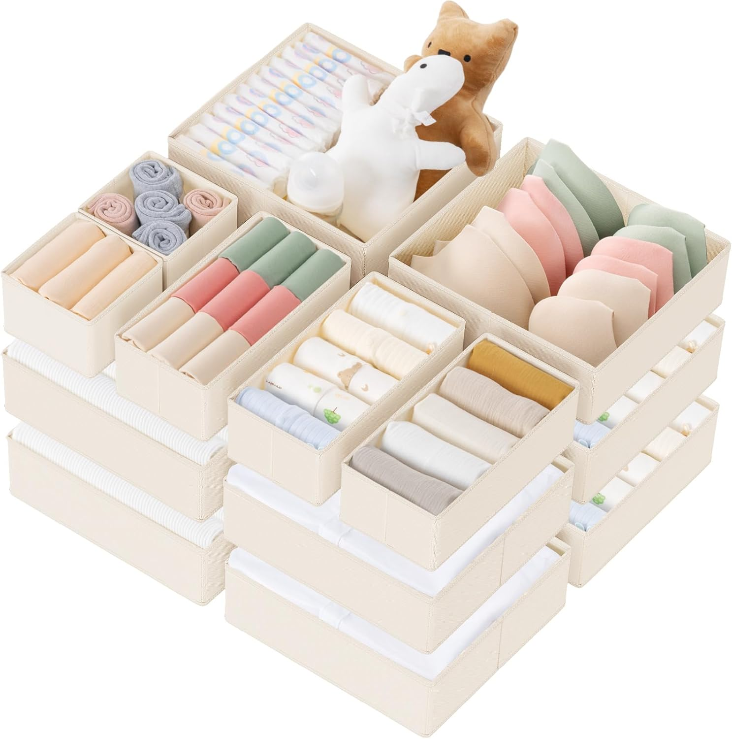 Drawer Organizer Clothes, 21 Pack Dresser Organizer for Baby Clothes, Underwear,
