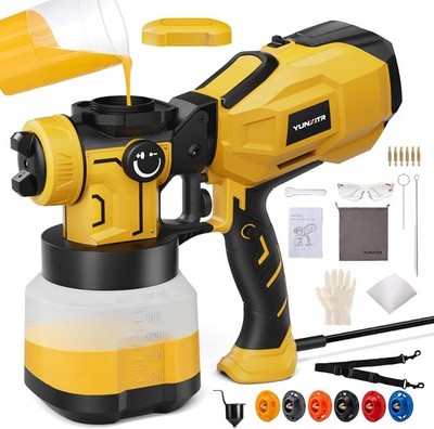 HVLP Paint Sprayer,1200W High Power Electric Spray Gun,6 Nozzles,3 Spray Pattern