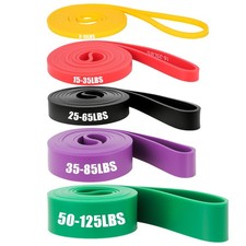 Skin-Friendly Resistance Fitness Exercise Bands 5-125 lbs, Heavy Duty Pull Up...