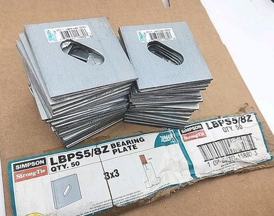 #ad 50 Pack Simpson Strong Tie LBPS 5 8Z 5 8 Inch Bolt 3 x 3 Bearing Plate ZMAX $45.00