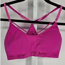 Betsey Johnson Womens Sz M Lightly Padded Racerback Bra Bright Pink