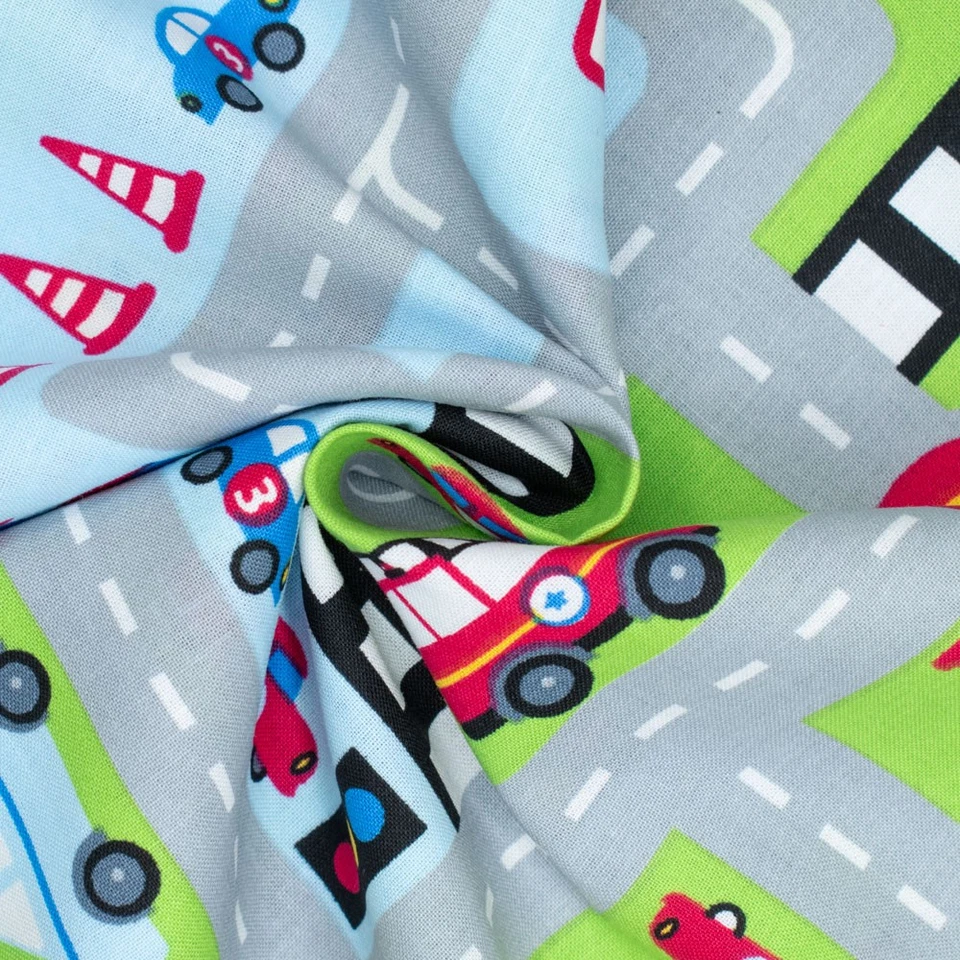 Baumwollstoff Popeline Spielstraße limegrünStraße (Preis=0,5m) - Bild 4 von 4