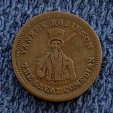 YANKEE ROBINSON Great Comedian 1863 Civil War Token Peoria Illinois Gun Triad
