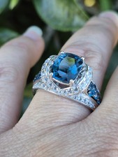 925 Sterling Silver London Blue Topaz Ring Sz 9