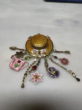 Lunch At The Ritz LATR 2GO Brooch Pin Garden Hat Charms Pendant Costume Jewelry