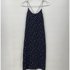 Madewell Womens Size 0 Floral Print Sleeveless Maxi Dress Black Orange Blue.