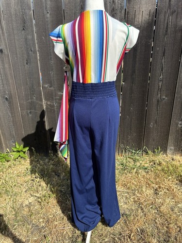 Vtg 70’s NWT Fortrel For Falcon Volup Rainbow Jumpsuit With Palazzo Pants - Picture 3 of 10