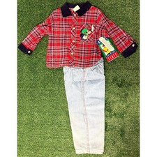 Vintage 90s Mickey's Stuff for kids Pants Set Boys Size 18 M Red Mickey Mouse