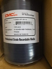 CMC Pro Taiyo Yuden TDMR-WPP-SK16 16X DVD-R White Inkjet Hub Printable Media