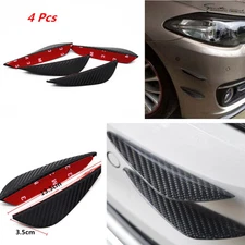 Carbon Fiber Style Printing 4x Front Bumper Fins Lip Canards Splitters Trim Car
