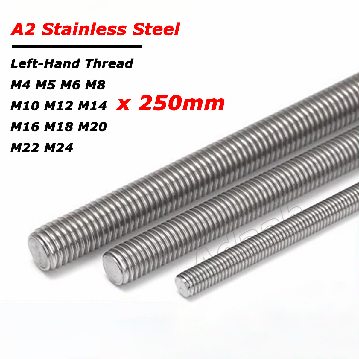 M4 M24 Left Hand Thread Fully Threaded Rod Bar Studs A2 Stainless