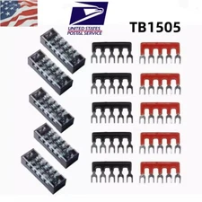 5 Sets 600V 15A Dual Row 5 Position Screws Terminal Block Electric Barrier Strip