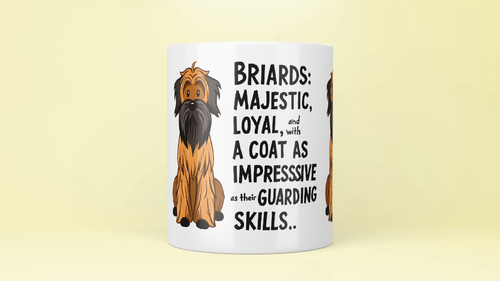 Cute Briard Art on White Ceramic Mug Cup, Dog Lover Gift for Coffee & Tea Fans - Video 1 of 1