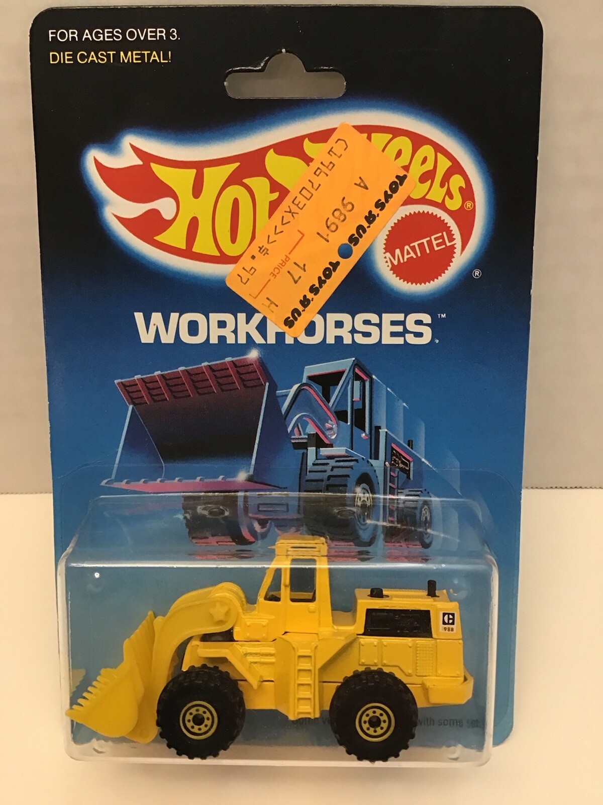 1986 Mattel Hot Wheels Wheel Loader 1173 Workhorses W/CAT Logo, Yellow