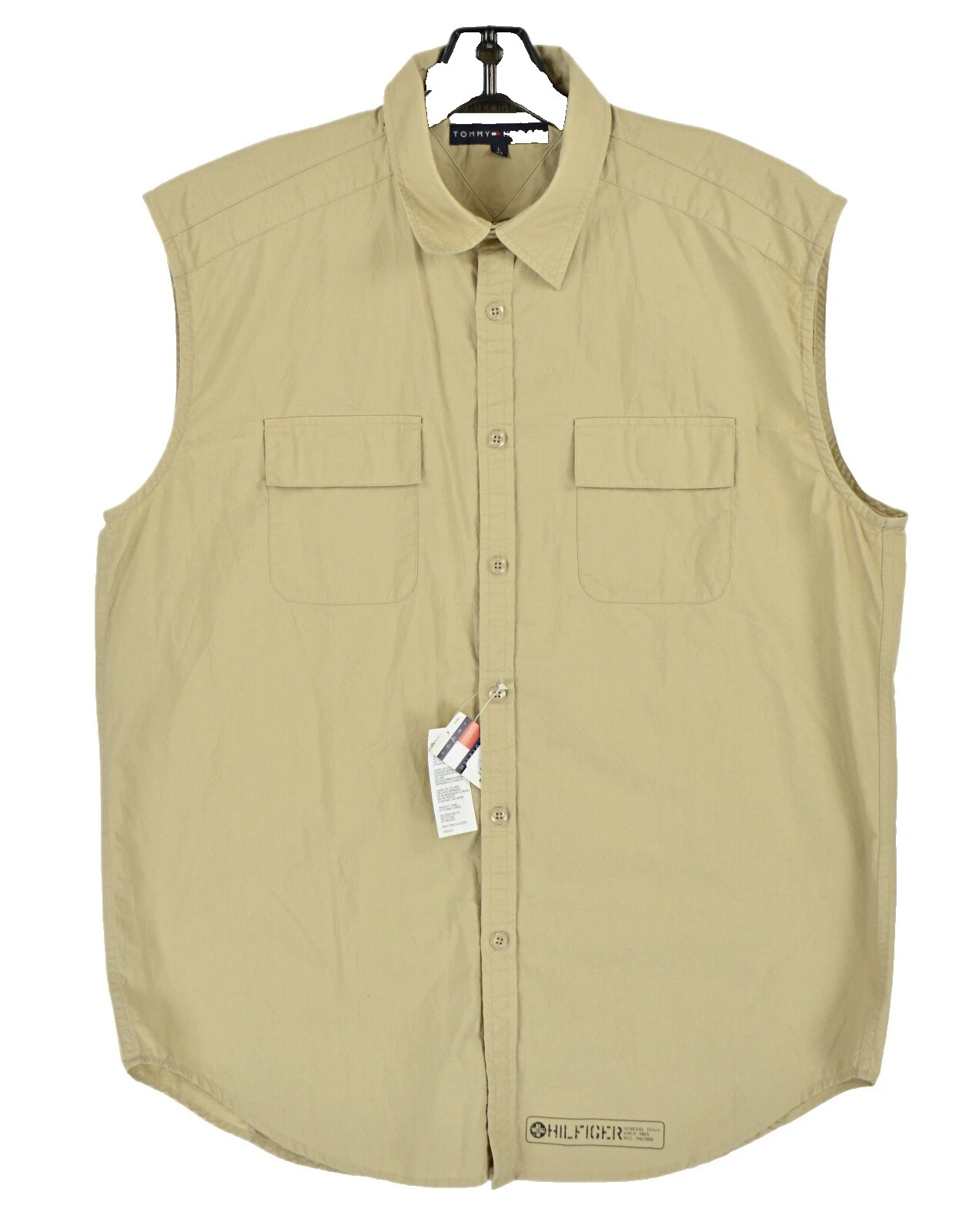 Tommy Hilfiger Regular Size Sleeveless Casual Button-Down Shirts for Men