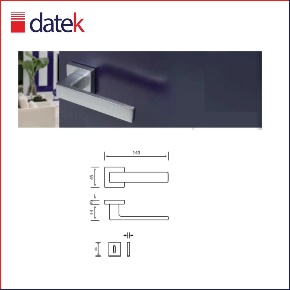 Coppia Maniglia QUADRATA Quadra per Porte interne in Zama cromo satinato - Immagine 4 di 4