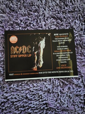 TPGM51 ADVERT 5X8 AC/DC: 'STIFF UPPER LIP' SINGLE
