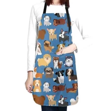 Cute Dogs Pets Apron With 2 Pockets Cooking Kitchen Bib Aprons For Women Men Uni