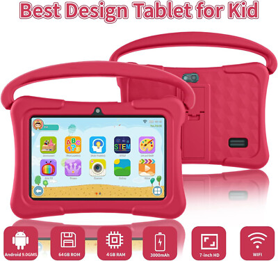64GB 7'' HD Kids Google Tablet Android 9.1 PC Dual Camera Quad-core Bundle Case