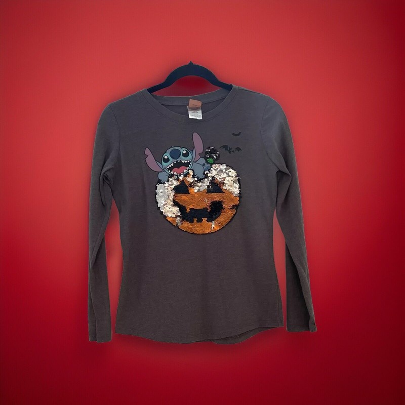 Lilo And Stitch  /Disney Halloween  grey long sleeve top size L  14/16
