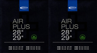 2x Schwalbe Air Plus 29 Schlauch AV19AP Schrader Ventil Fahrrad Bicycle Tube