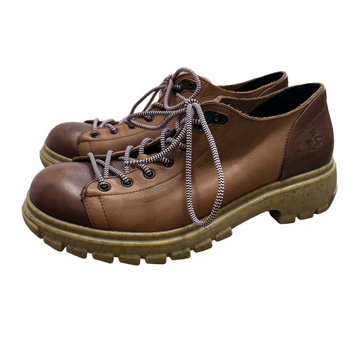 John Fluevog Portugal Fellowhip Brown Stitched Heel Shoes 