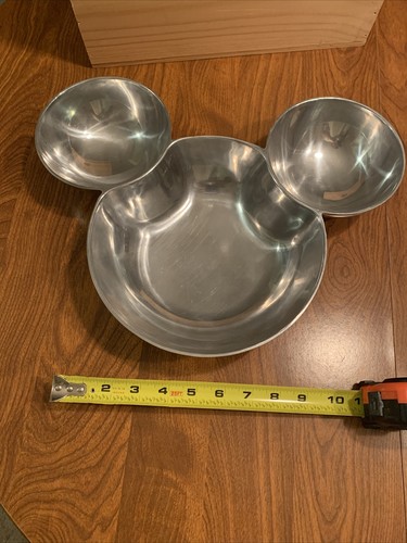 Vintage Walt Disney Mickey Mouse Cast Aluminum CHIP & DIP Bowl  - 第 9/11 張圖片