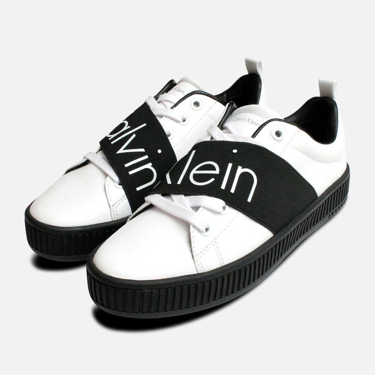 Ladies black calvin klein trainers cheap