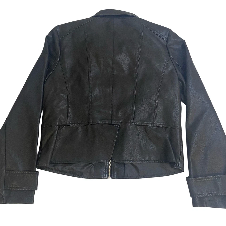 Womens Leather jacket L Zip punk biker goth Emo rocknroll e-girl clubbing rave - Image 2 of 4