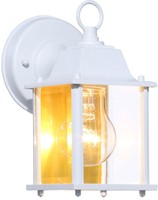 1-light Lantern Lamp Outdoor Wall Mount White Steel Clear Beveled Glass Panel 1-light Lantern Lamp Outdoor Wall Mount White Steel Clear Beveled Glass Panel