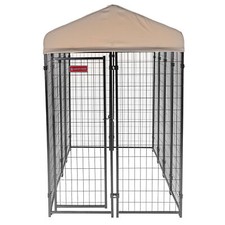 Lucky Dog 4' x 8' x 6' Roofed Steel Frame Villa Dog Kennel, Khaki Open Box 