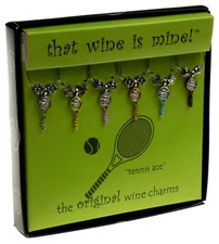 Tennis Ace Wine Things Charms Racket Ball Painted Metal Gift Bar Tasting Party