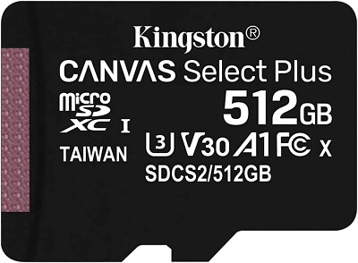 512GB Memory Card Kingston High Speed MicroSD Class 10 for Cell Phones