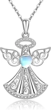 Guardian Angel Necklace Sterling Silver Guardian Angel Pendant Necklace Moonston