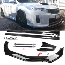 For Subaru WRX STI Front Bumper Lip Chin Spoiler Splitter Side Skirt Glossy