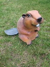 Biberfigur lebensgroß Gartenfigur Biber Tierfigur Nagetier Wald Statuette 57cm