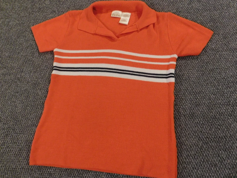 Blusa Bobbie Brooks Mujer Pequeña Naranja Rayas Jersey Foto 3 de 4