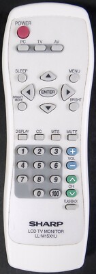 Sharp TV Remote Control Replacement LL-M15X1U LCD Monitor White Works