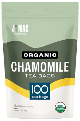 Organic Chamomile Tea Bags (100 tea bags) Certified Organic, Eco-Conscious Te...
