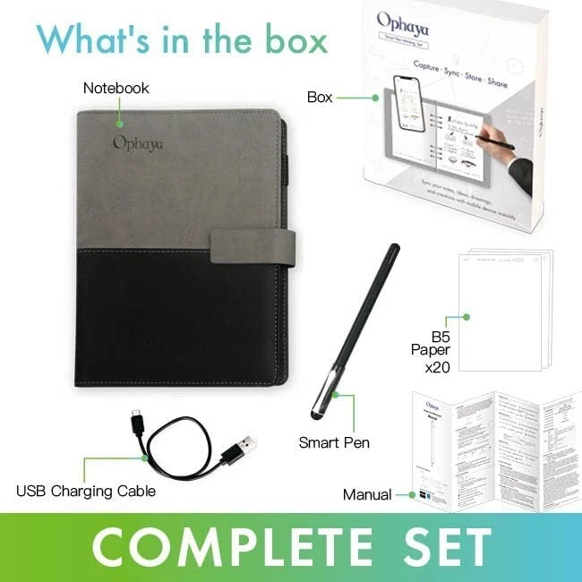 Juego de bolígrafos digitales Ophaya 2 en 1 - para toma de notas y audio - lápiz inteligente, portátil Foto 2 de 4