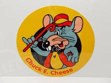 CHUCK E CHEESE ROUND Steel Enamel Sign. 16" IN DIAMETER