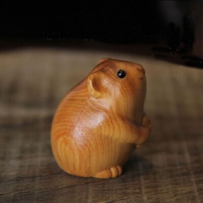 New Cliff Cypress Wood Carved Figurine Home Desktop Decoration Statue Animal Toy