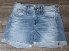 American Eagle Denim Shorts Midi Distressed Size 0 Super Stretch X Womens Jean