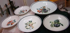 5 Piece Over Back Italy Pasta Bowl + Individual Bowls Vegetable Italy Pottery