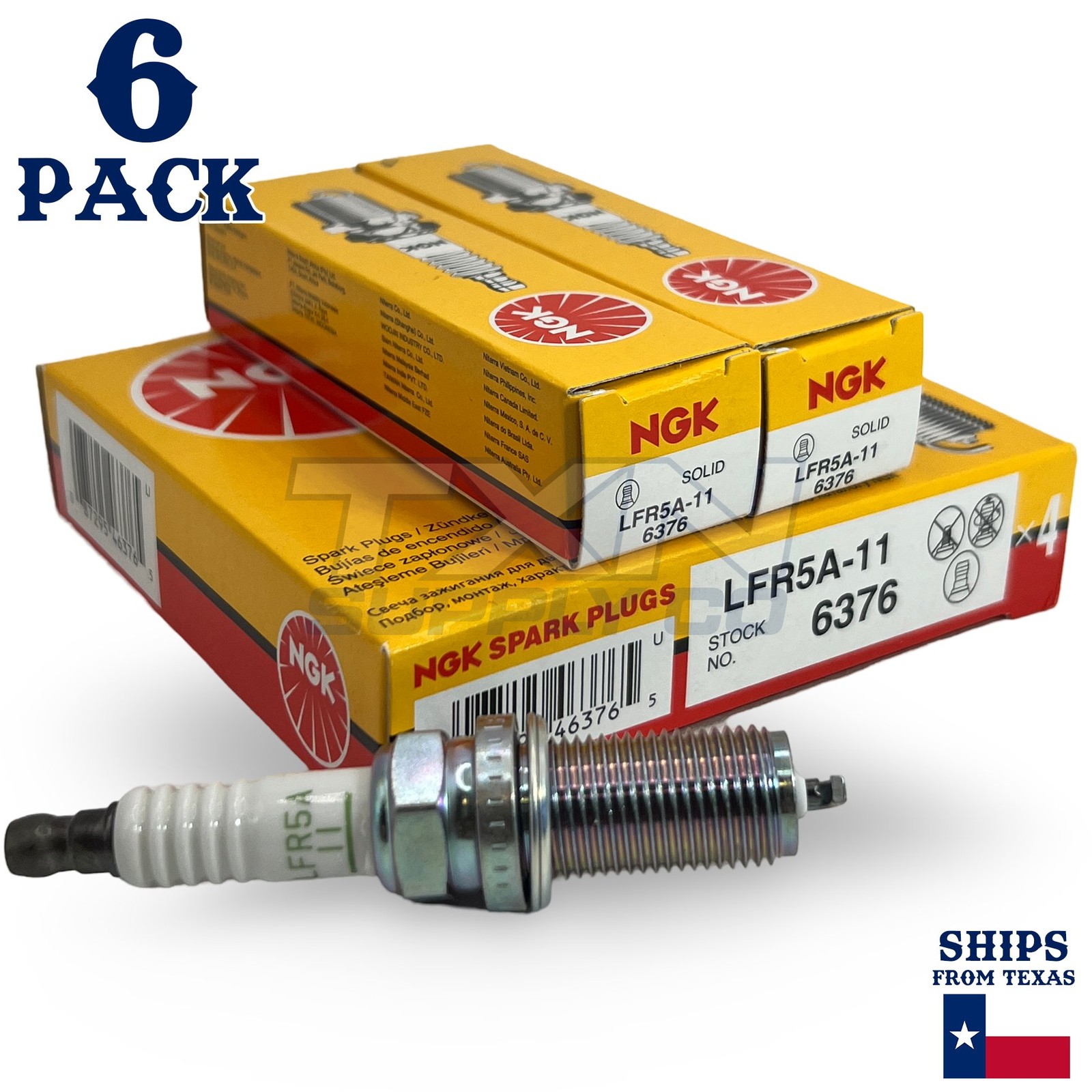 6 Pack NGK V-Power 6376 Spark Plugs LFR5A-11