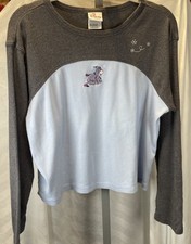 Disney Store Eeyore Snowflakes Embroidered Baby Blue Grey Sweatshirt 2X Women  s