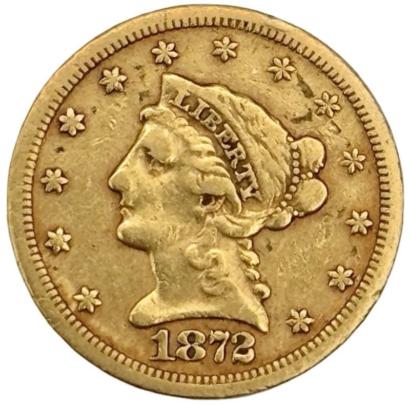 1872-S $2.5 Liberty Gold Quarter Eagle Coin Key Date