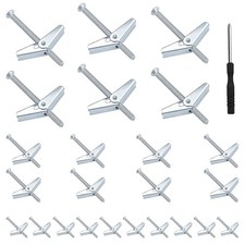 25pcs Wing Spring Toggle Plasterboard Fixings Screws, M3*50mm/M5*70mm/M6*80mm W